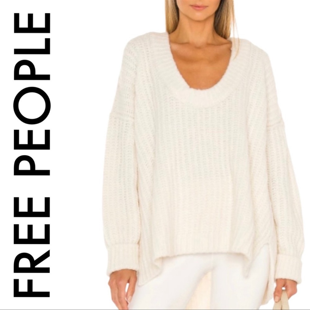 Free People Blue Bell Oversized Scoop Neck Sweater Size Large - NWOT